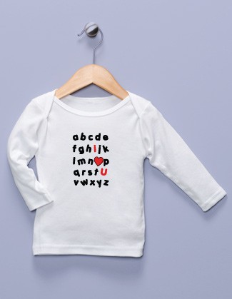 "I Love U" White Long Sleeve Shirt