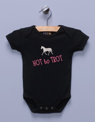 "Hot to Trot" Black Infant Bodysuit