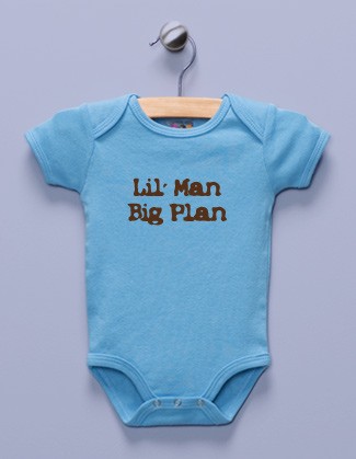 "Lil' Man, Big Plan" Blue Infant Bodysuit