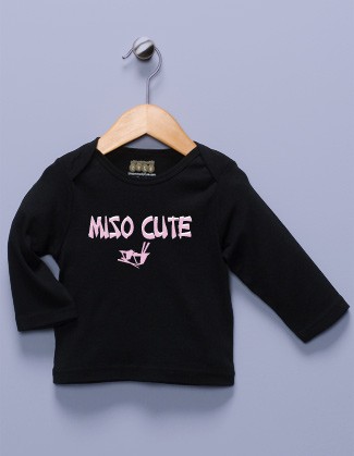 "Miso Cute" Black Long Sleeve Shirt
