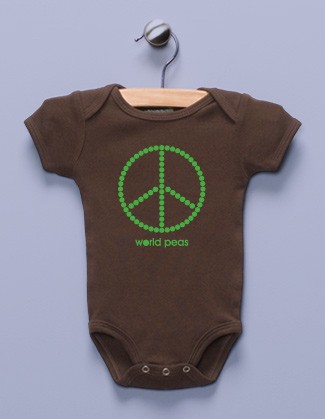 "World Peas" Brown Infant Bodysuit