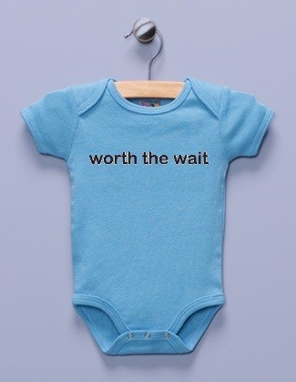 "Worth the Wait" Blue Infant Bodysuit