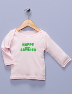 "Happy Camper" Pink Long Sleeve Shirt