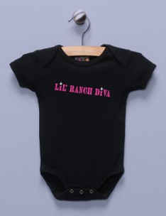 "Lil' Ranch Diva" Black Infant Bodysuit