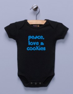 "Peace, Love & Cookies" Black Infant Bodysuit
