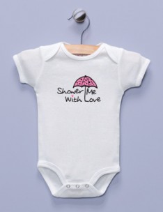 "Shower Me with Love" White Infant Bodysuit