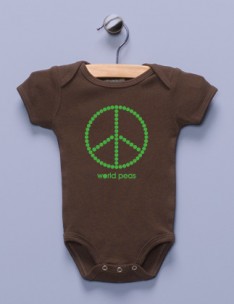 "World Peas" Brown Infant Bodysuit