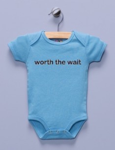 "Worth the Wait" Blue Infant Bodysuit